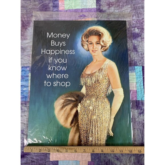 Money Buys Happiness 12.5x16 Tin Metal Sign She Shed Garage Bar Wall Decor - Picture 3 of 3